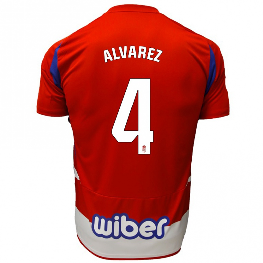 Men Football Isabel Álvarez #4 Red White Blue Home Jersey 2024/25 T-Shirt Nz