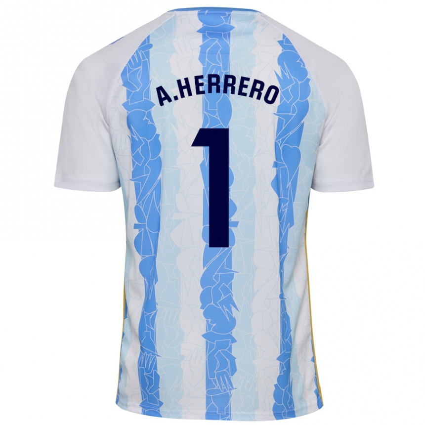 Men Football Alfonso Herrero #1 White Blue Home Jersey 2024/25 T-Shirt Nz