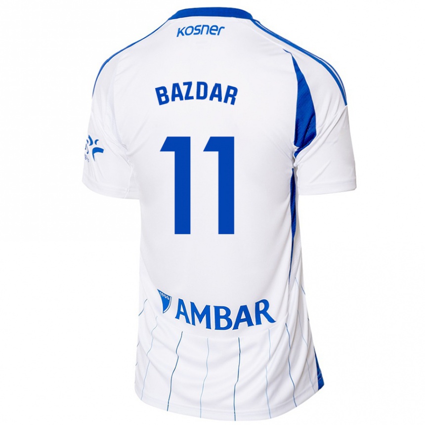 Men Football Samed Bazdar #11 Red White Home Jersey 2024/25 T-Shirt Nz