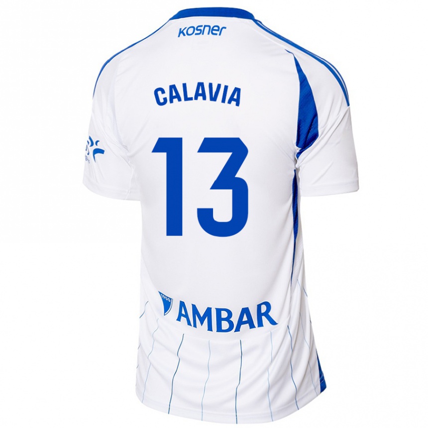 Men Football Carlos Calavia #13 Red White Home Jersey 2024/25 T-Shirt Nz