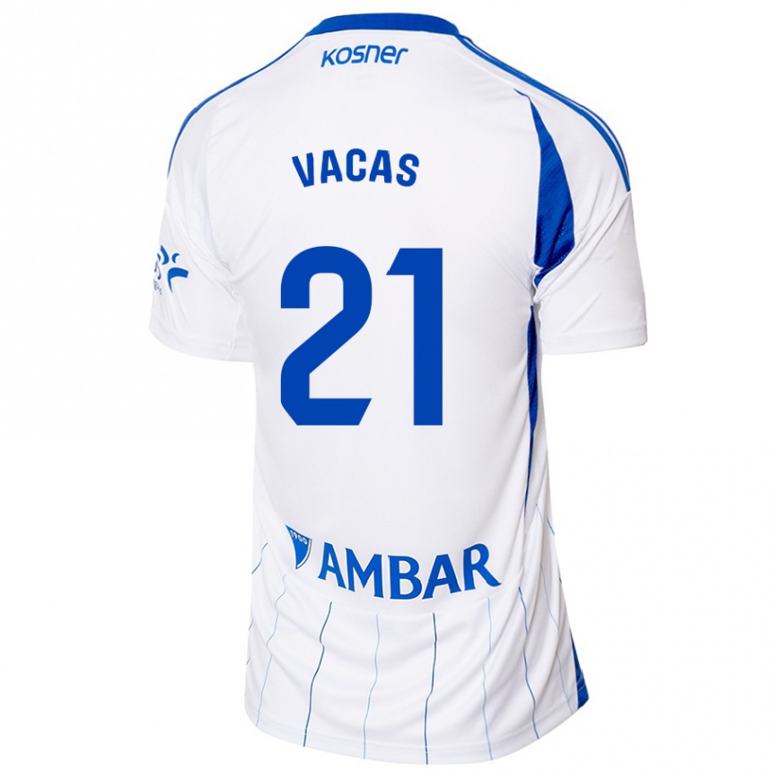 Men Football Óscar Vacas #21 Red White Home Jersey 2024/25 T-Shirt Nz