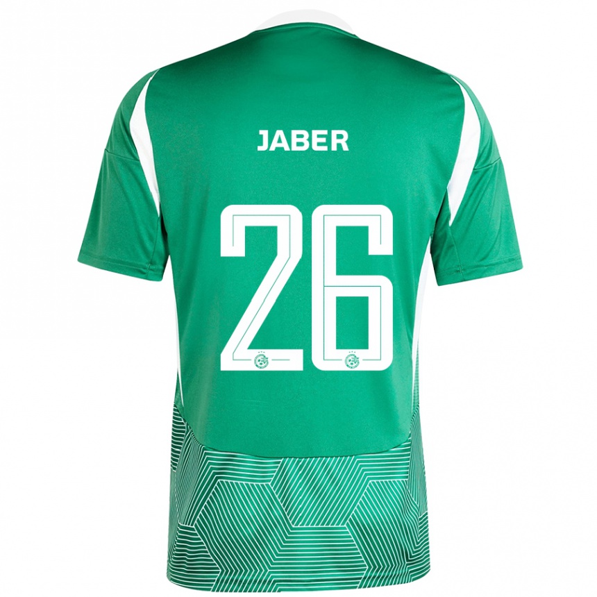 Men Football Mahmoud Jaber #26 Green White Home Jersey 2024/25 T-Shirt Nz