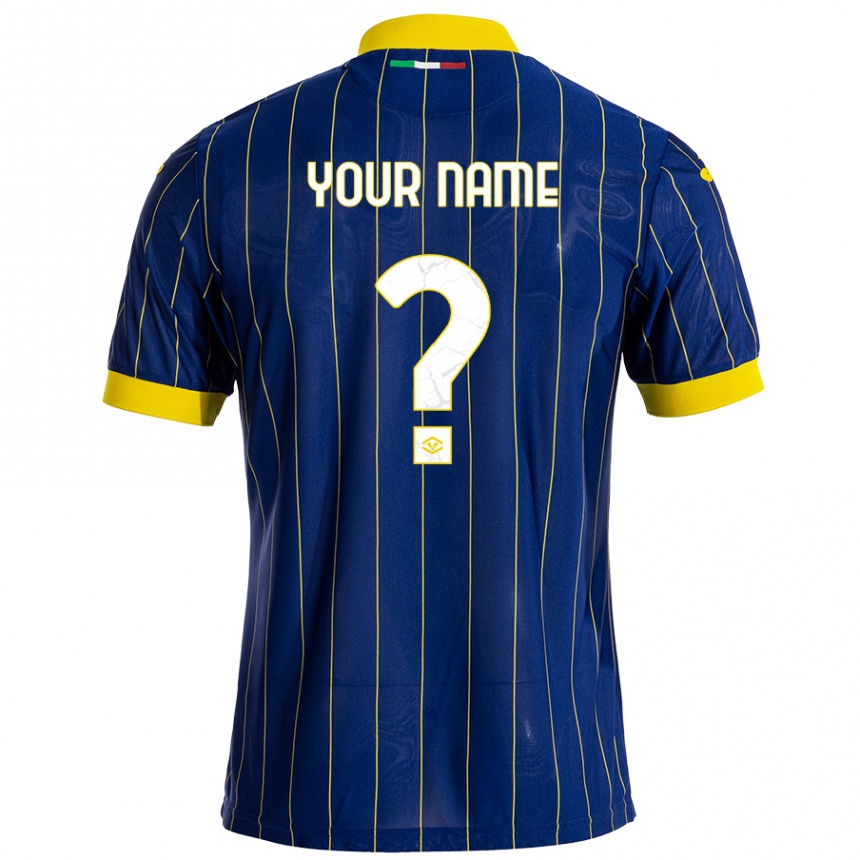 Men Football Your Name #0 Blue Yellow Home Jersey 2024/25 T-Shirt Nz