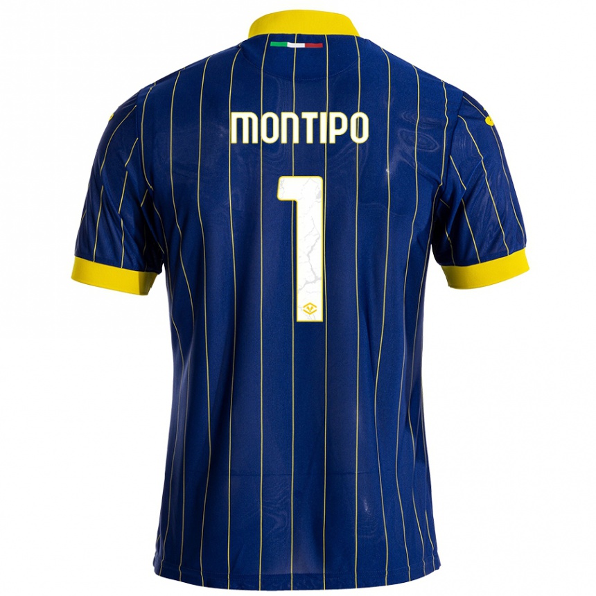 Men Football Lorenzo Montipò #1 Blue Yellow Home Jersey 2024/25 T-Shirt Nz