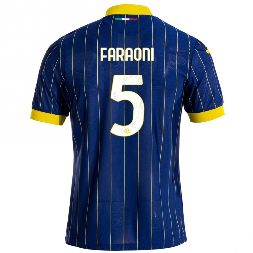 Men Football Davide Faraoni #5 Blue Yellow Home Jersey 2024/25 T-Shirt Nz