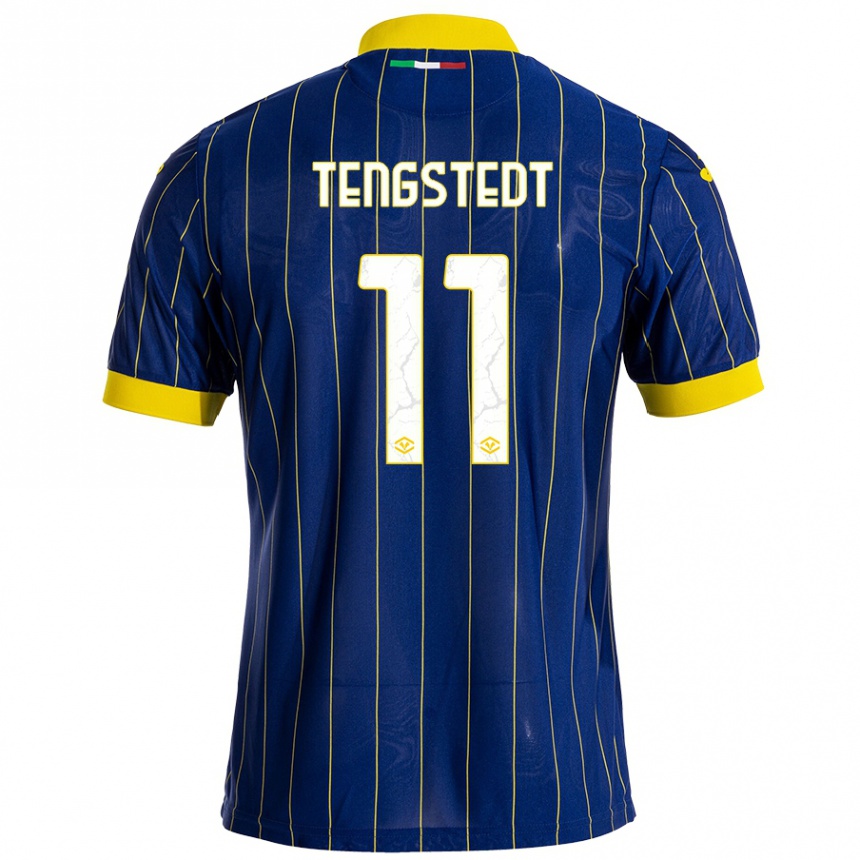 Men Football Casper Tengstedt #11 Blue Yellow Home Jersey 2024/25 T-Shirt Nz