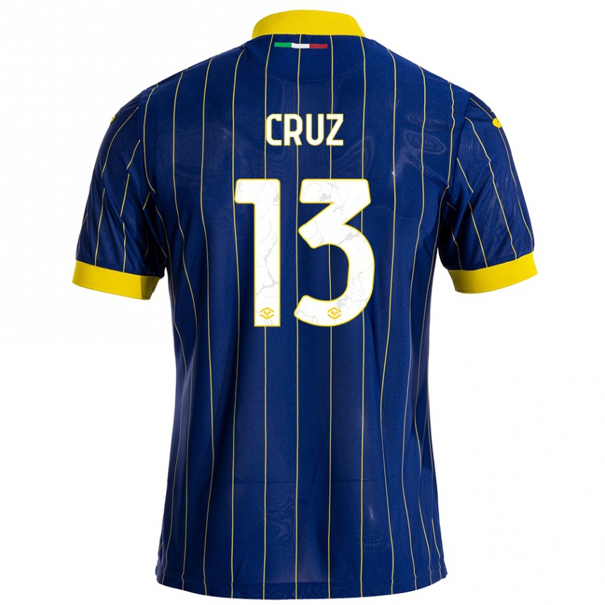 Men Football Juan Manuel Cruz #13 Blue Yellow Home Jersey 2024/25 T-Shirt Nz