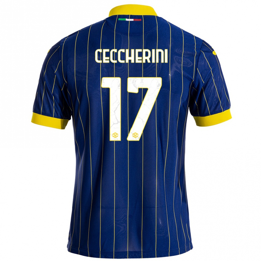 Men Football Federico Ceccherini #17 Blue Yellow Home Jersey 2024/25 T-Shirt Nz