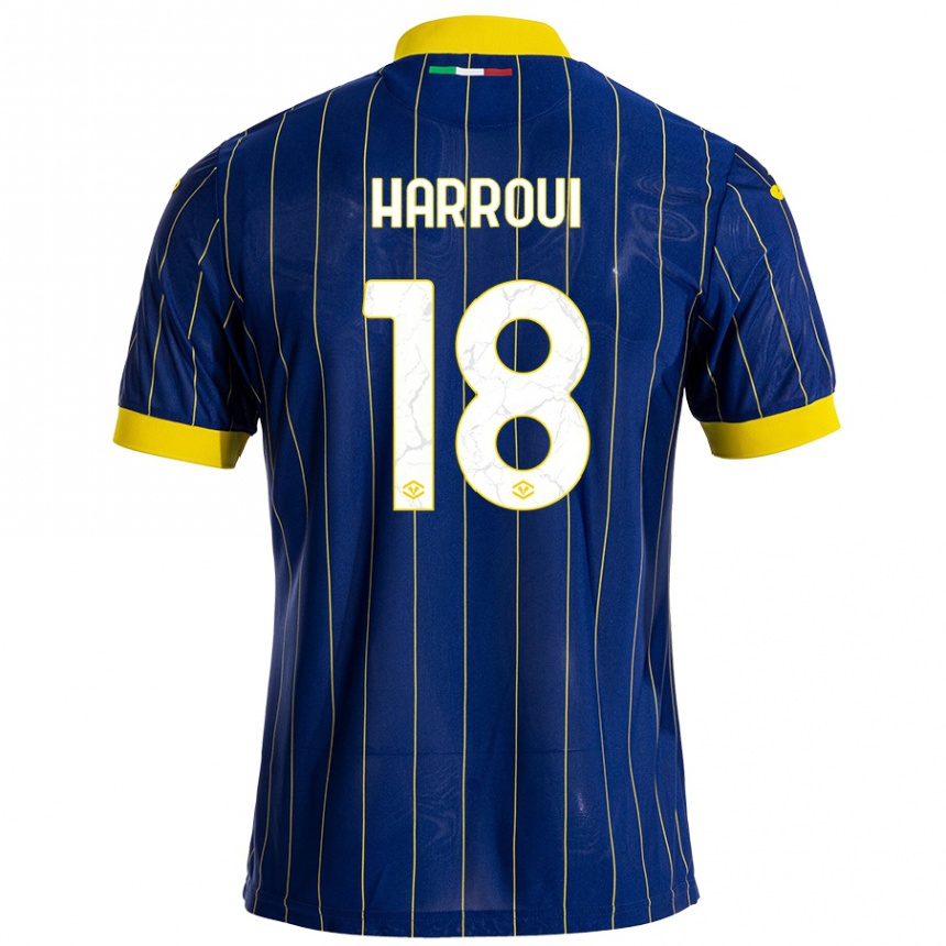 Men Football Abdou Harroui #18 Blue Yellow Home Jersey 2024/25 T-Shirt Nz