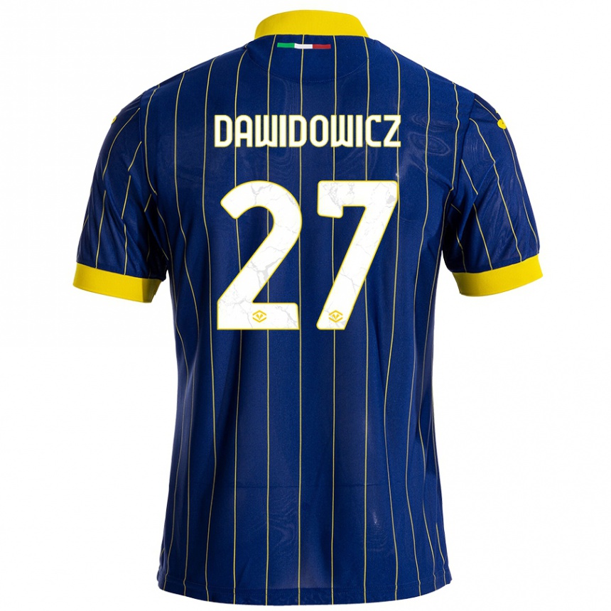 Men Football Pawel Dawidowicz #27 Blue Yellow Home Jersey 2024/25 T-Shirt Nz