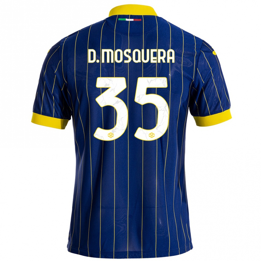 Men Football Daniel Mosquera #35 Blue Yellow Home Jersey 2024/25 T-Shirt Nz