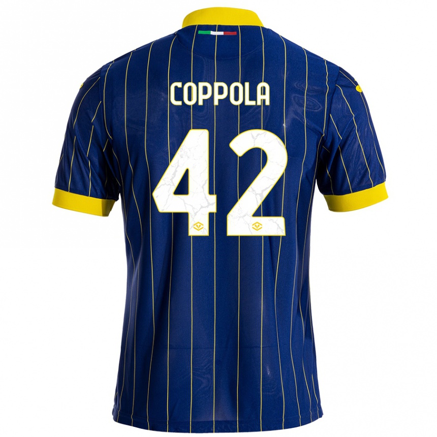 Men Football Diego Coppola #42 Blue Yellow Home Jersey 2024/25 T-Shirt Nz