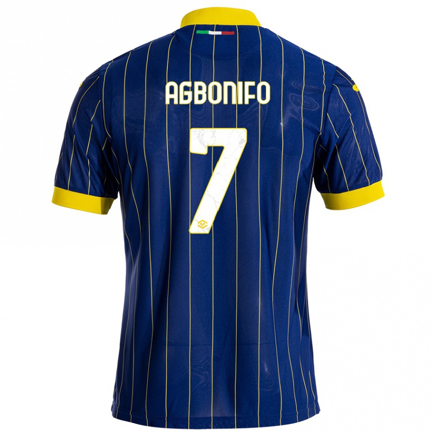 Men Football Richi Agbonifo #7 Blue Yellow Home Jersey 2024/25 T-Shirt Nz