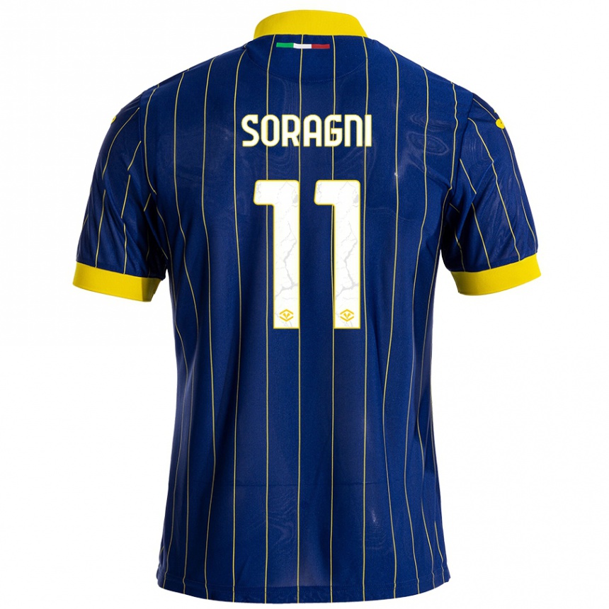 Men Football Alberto Soragni #11 Blue Yellow Home Jersey 2024/25 T-Shirt Nz