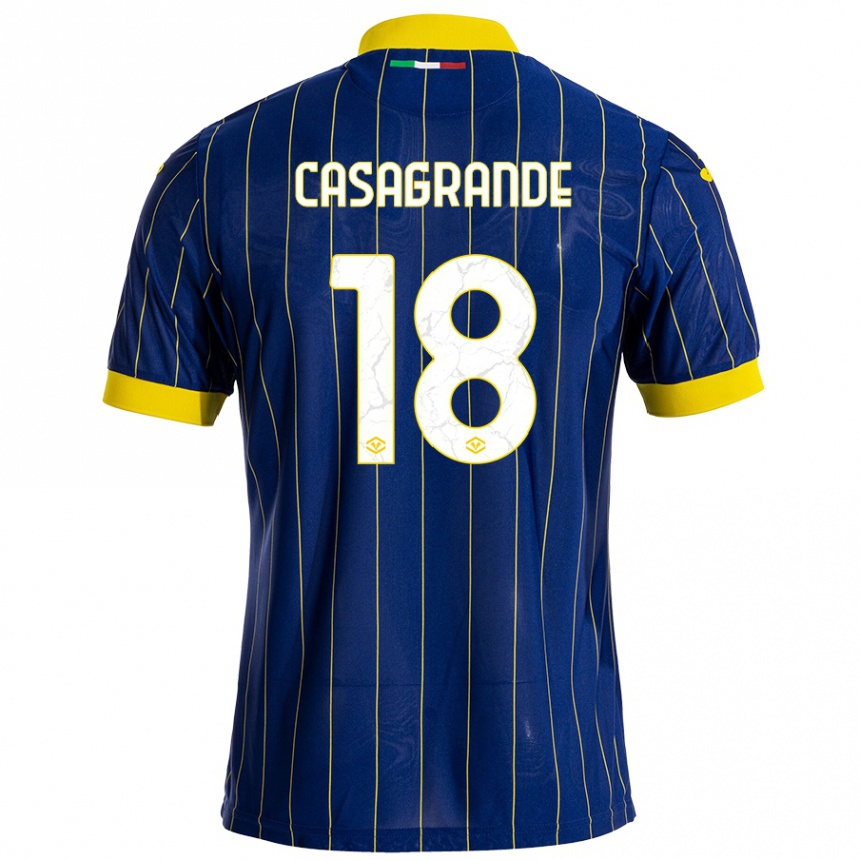 Men Football Davide Casagrande #18 Blue Yellow Home Jersey 2024/25 T-Shirt Nz