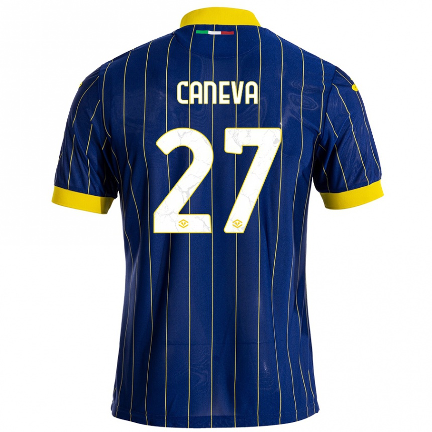 Men Football Elia Caneva #27 Blue Yellow Home Jersey 2024/25 T-Shirt Nz