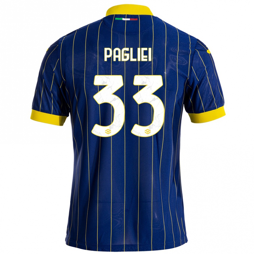 Men Football Matteo Pagliei #33 Blue Yellow Home Jersey 2024/25 T-Shirt Nz