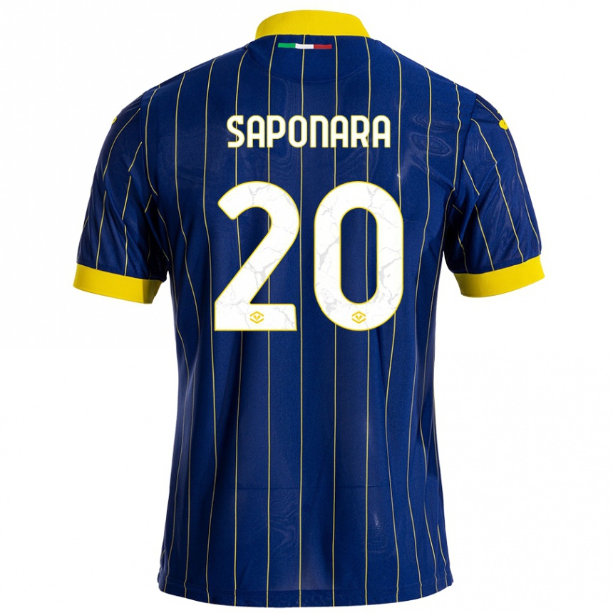 Men Football Riccardo Saponara #20 Blue Yellow Home Jersey 2024/25 T-Shirt Nz