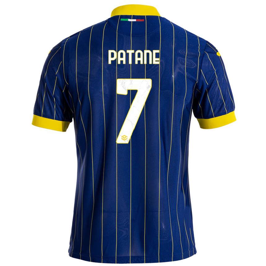 Men Football Nicola Patanè #7 Blue Yellow Home Jersey 2024/25 T-Shirt Nz