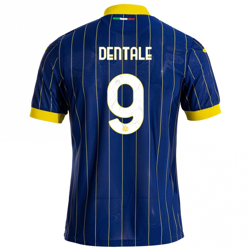 Men Football Alessandro Dentale #9 Blue Yellow Home Jersey 2024/25 T-Shirt Nz