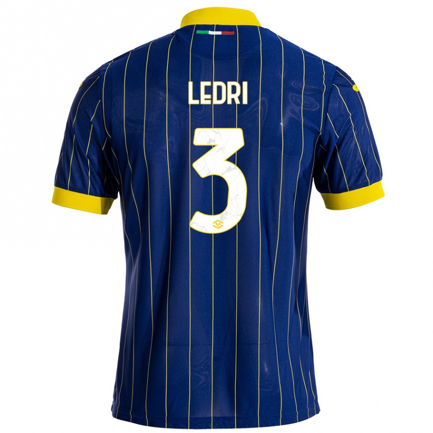 Men Football Michela Ledri #3 Blue Yellow Home Jersey 2024/25 T-Shirt Nz