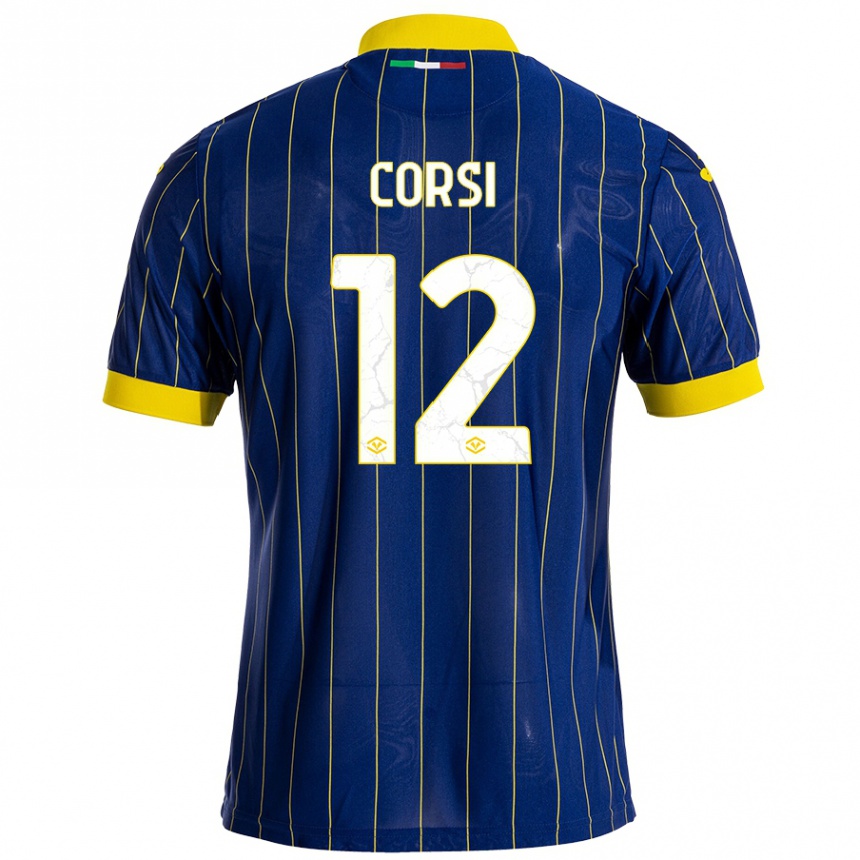 Men Football Sara Corsi #12 Blue Yellow Home Jersey 2024/25 T-Shirt Nz