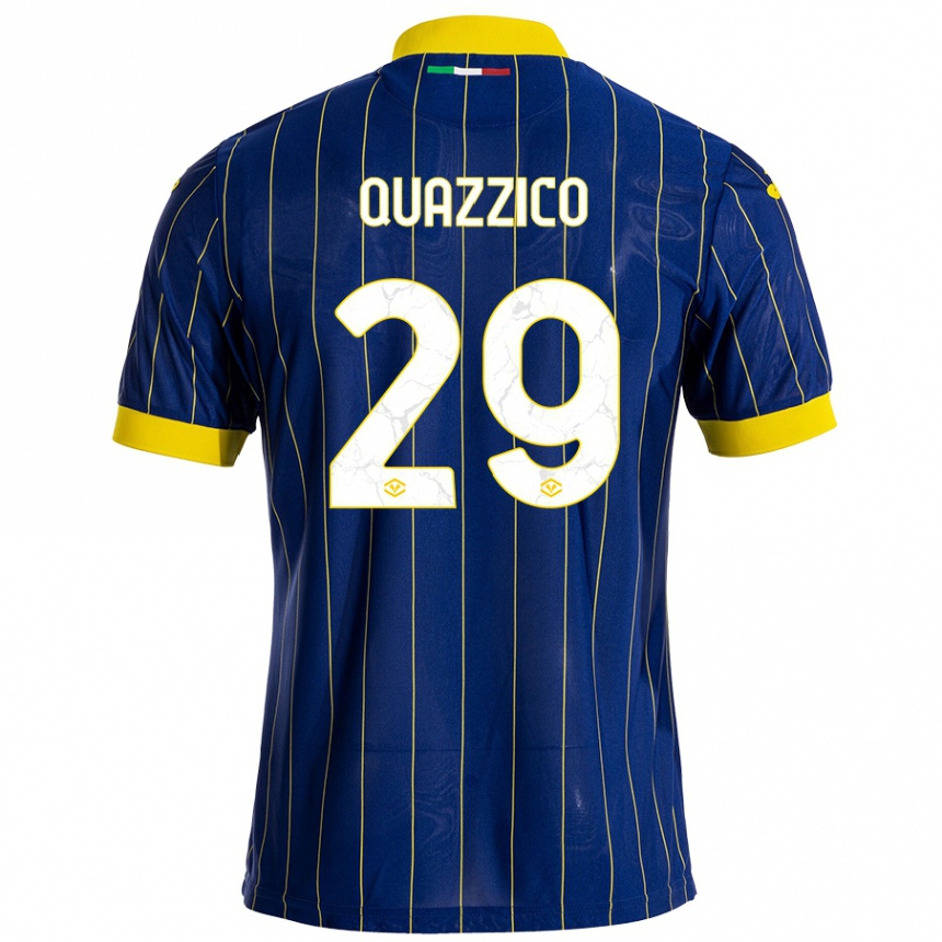 Men Football Francesca Quazzico #29 Blue Yellow Home Jersey 2024/25 T-Shirt Nz