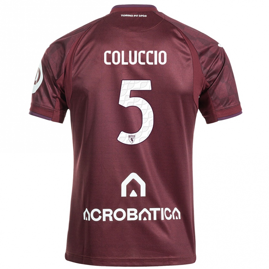 Men Football Francesca Coluccio #5 Maroon White Home Jersey 2024/25 T-Shirt Nz