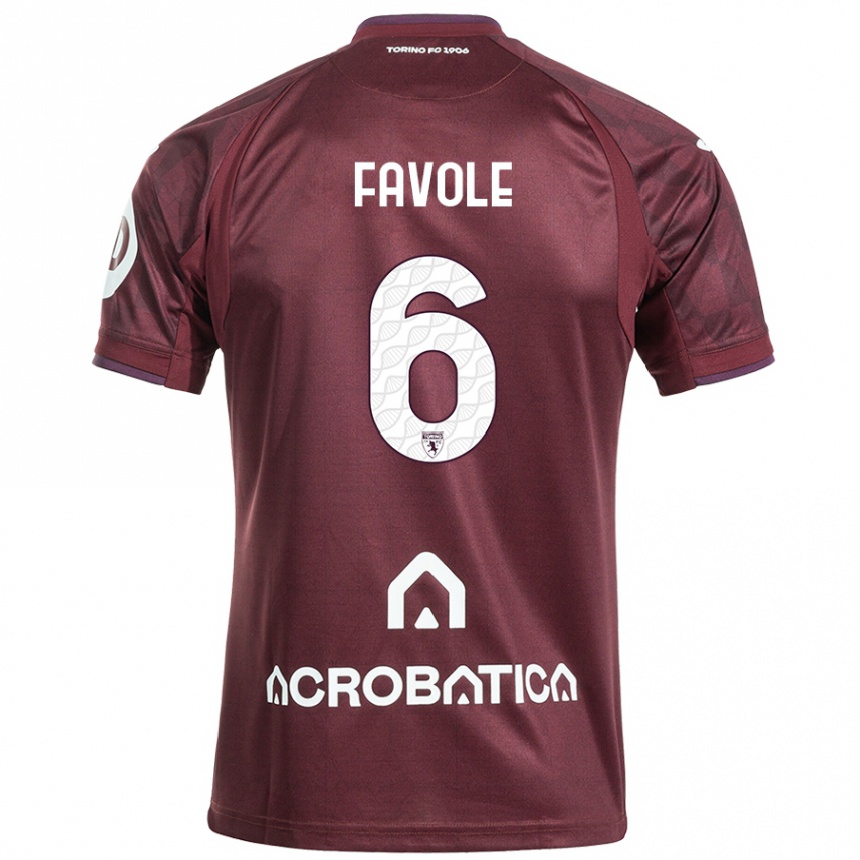 Men Football Stefania Favole #6 Maroon White Home Jersey 2024/25 T-Shirt Nz