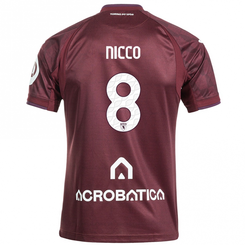 Men Football Giada Nicco #8 Maroon White Home Jersey 2024/25 T-Shirt Nz