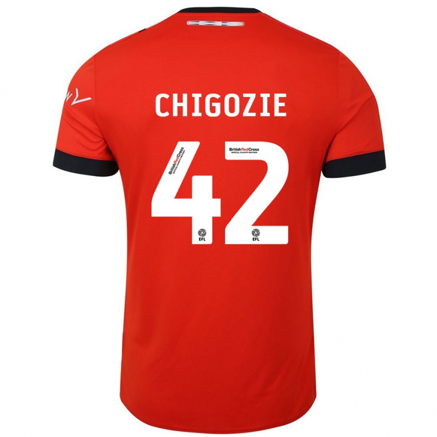 Men Football Christian Chigozie #42 Orange Black Home Jersey 2024/25 T-Shirt Nz