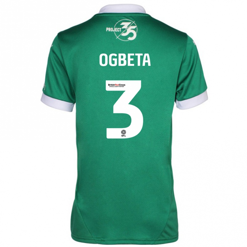 Men Football Nathanael Ogbeta #3 Green White Home Jersey 2024/25 T-Shirt Nz