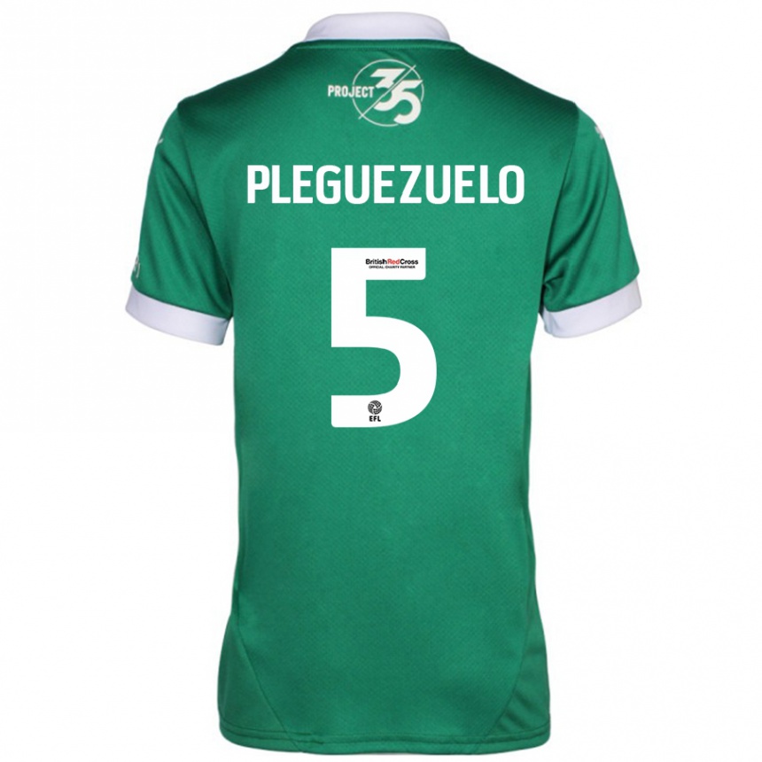 Men Football Julio Pleguezuelo #5 Green White Home Jersey 2024/25 T-Shirt Nz