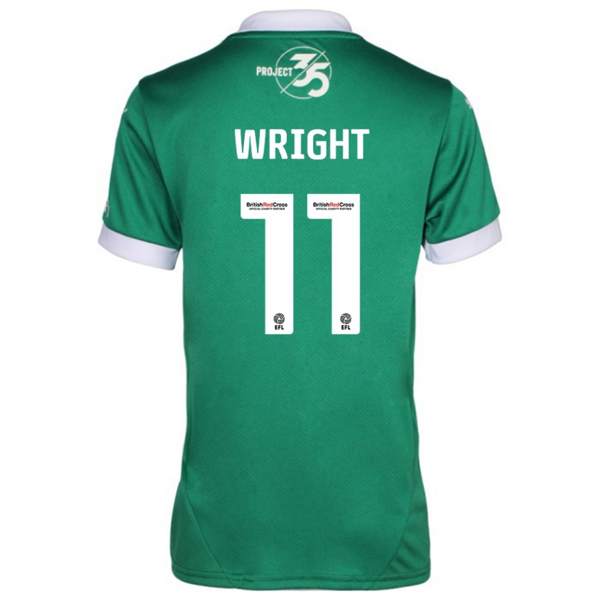 Men Football Callum Wright #11 Green White Home Jersey 2024/25 T-Shirt Nz