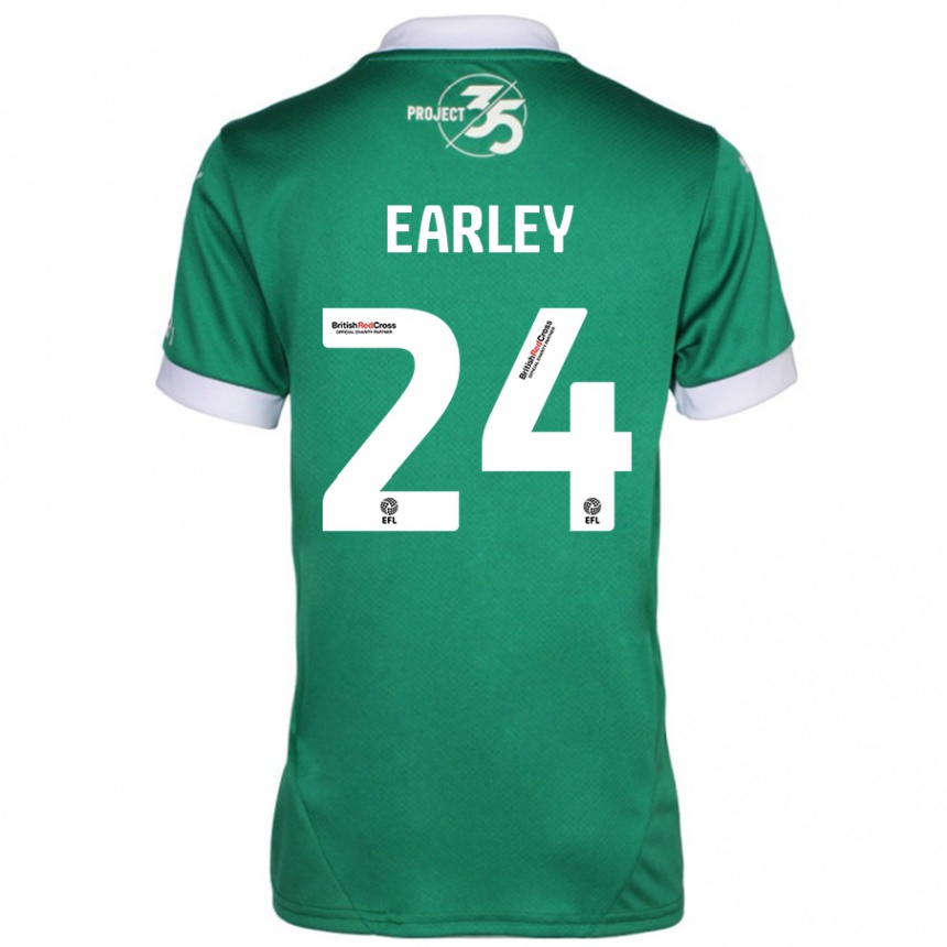 Men Football Saxon Earley #24 Green White Home Jersey 2024/25 T-Shirt Nz