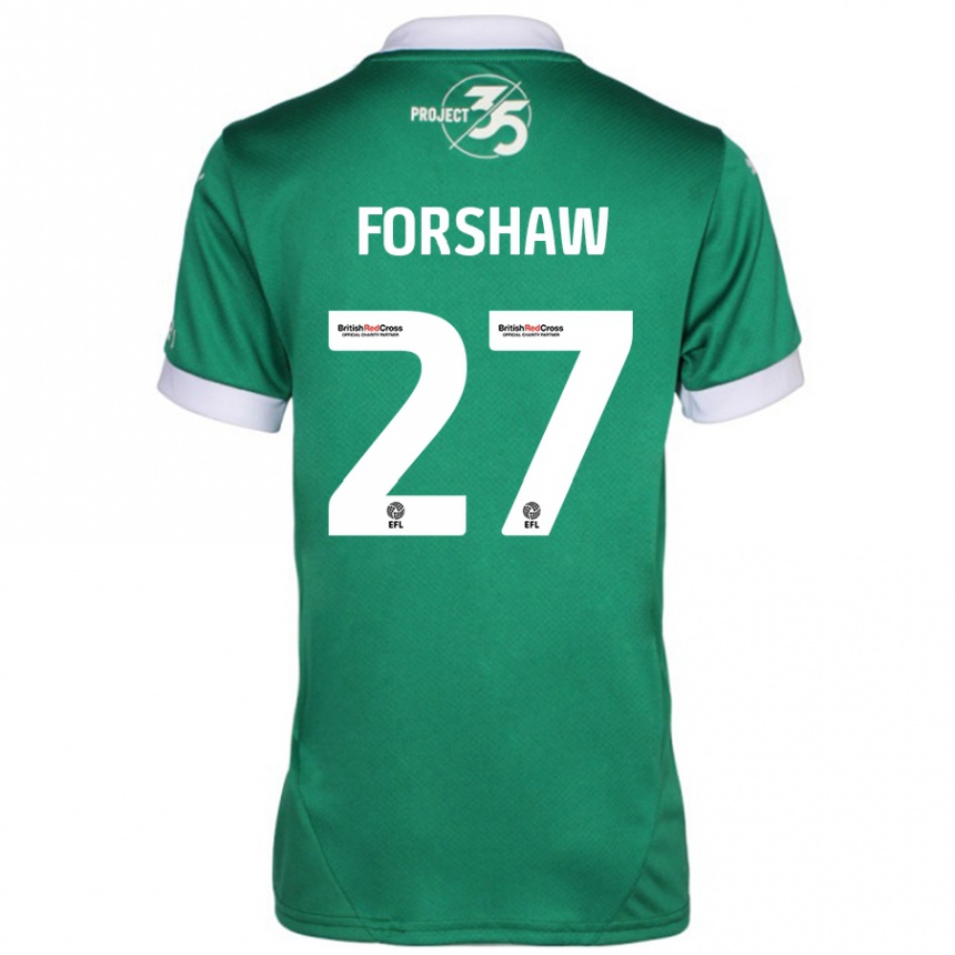 Men Football Adam Forshaw #27 Green White Home Jersey 2024/25 T-Shirt Nz