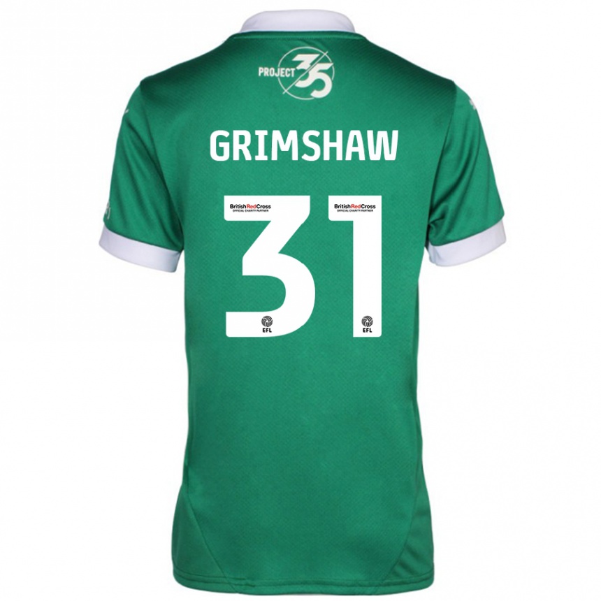 Men Football Daniel Grimshaw #31 Green White Home Jersey 2024/25 T-Shirt Nz