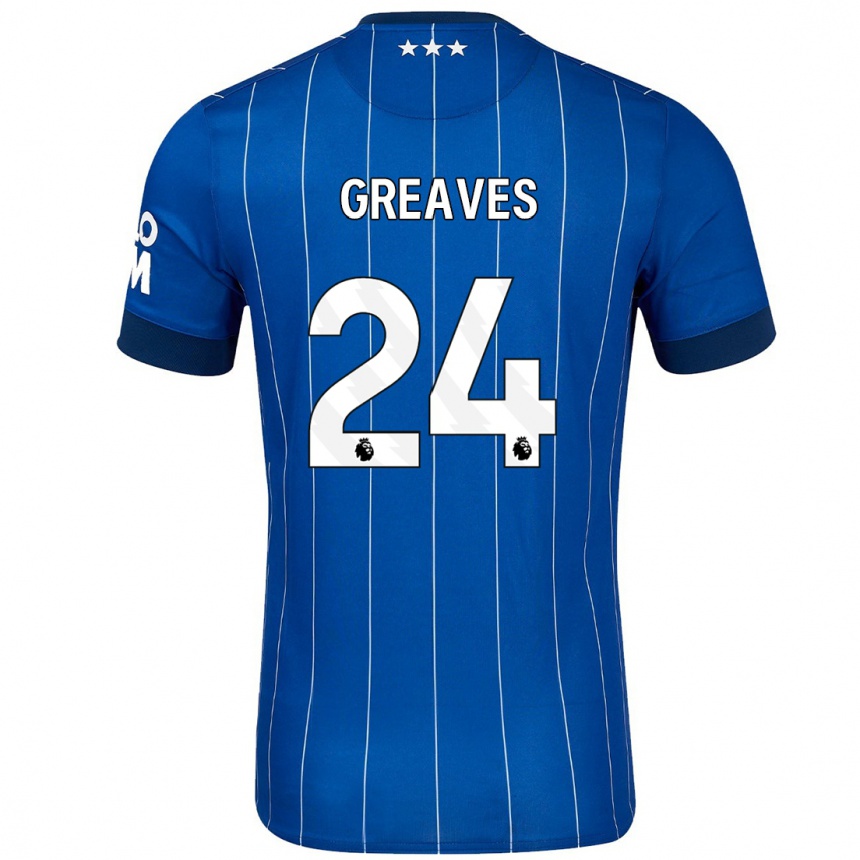 Men Football Jacob Greaves #24 Navy Blue Home Jersey 2024/25 T-Shirt Nz