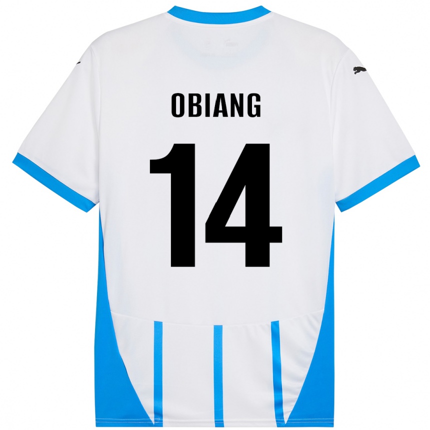 Men Football Pedro Obiang #14 White Blue Away Jersey 2024/25 T-Shirt Nz