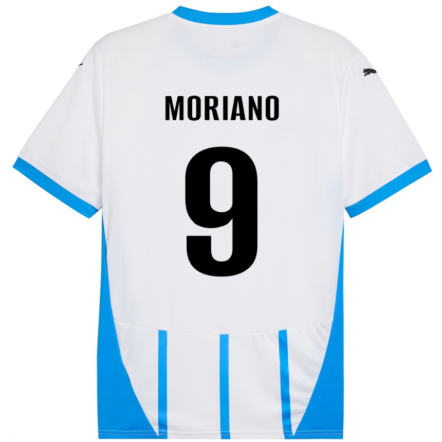 Men Football Andrea Moriano #9 White Blue Away Jersey 2024/25 T-Shirt Nz