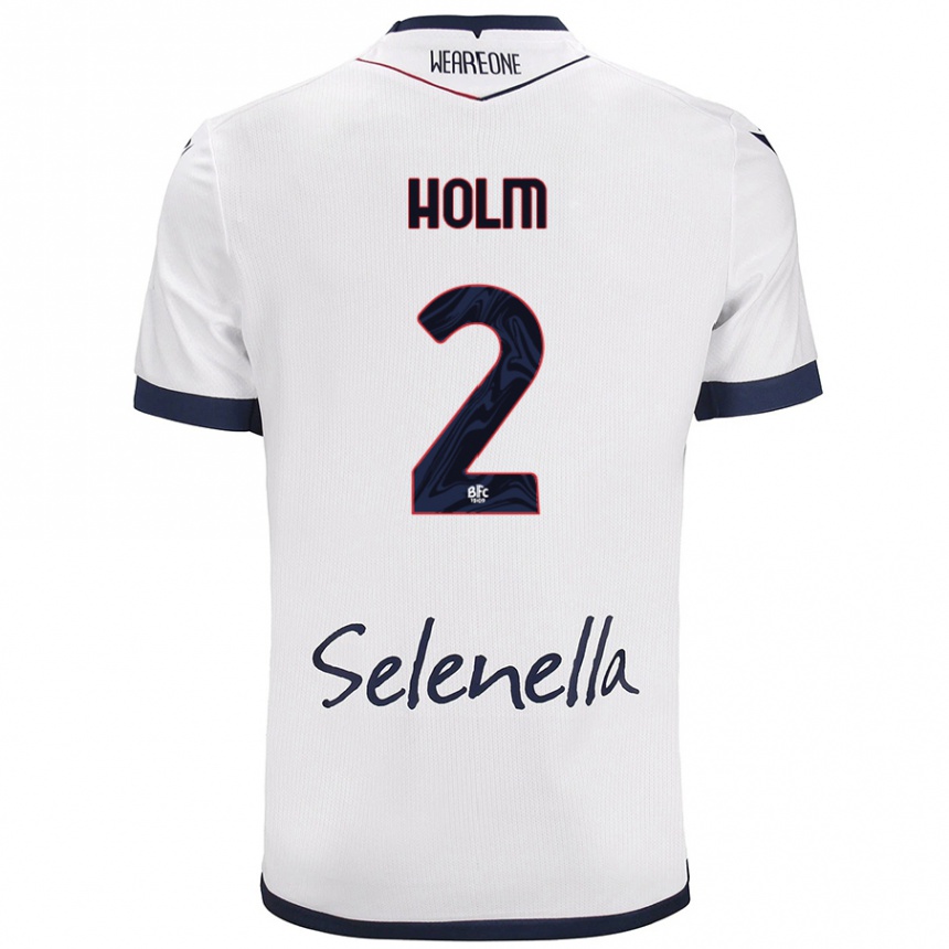 Men Football Emil Holm #2 White Royal Blue Away Jersey 2024/25 T-Shirt Nz