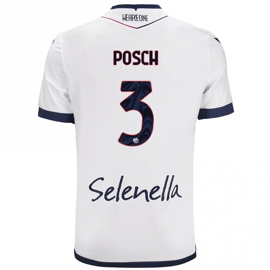 Men Football Stefan Posch #3 White Royal Blue Away Jersey 2024/25 T-Shirt Nz