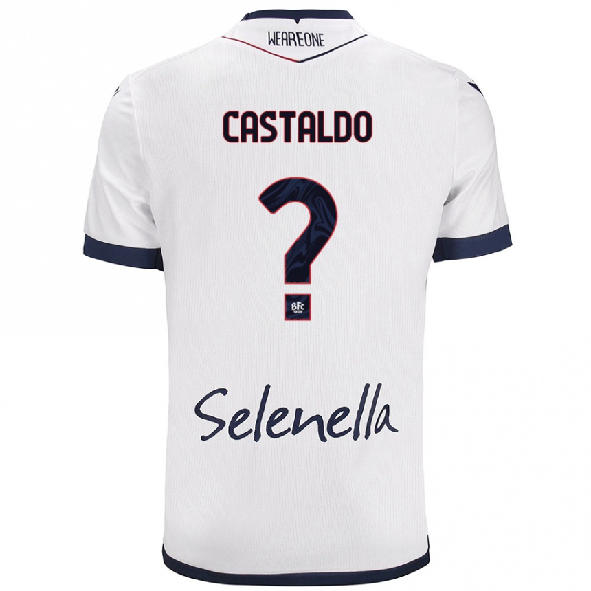 Men Football Francesco Castaldo #0 White Royal Blue Away Jersey 2024/25 T-Shirt Nz