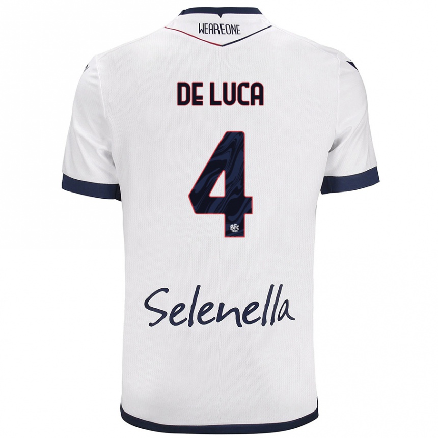 Men Football Alessandro De Luca #4 White Royal Blue Away Jersey 2024/25 T-Shirt Nz