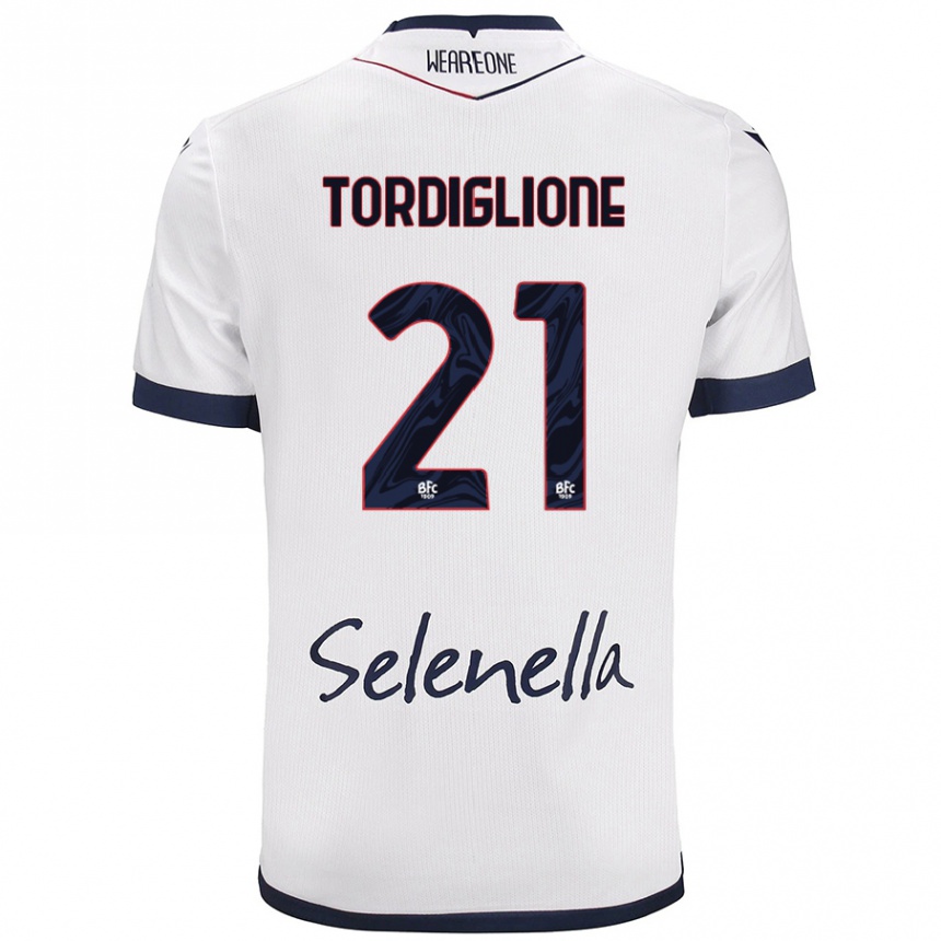 Men Football Nicolò Tordiglione #21 White Royal Blue Away Jersey 2024/25 T-Shirt Nz