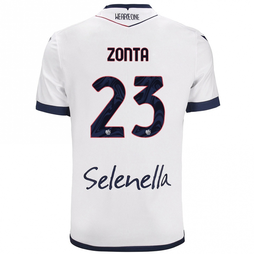 Men Football Alessandro Zonta #23 White Royal Blue Away Jersey 2024/25 T-Shirt Nz