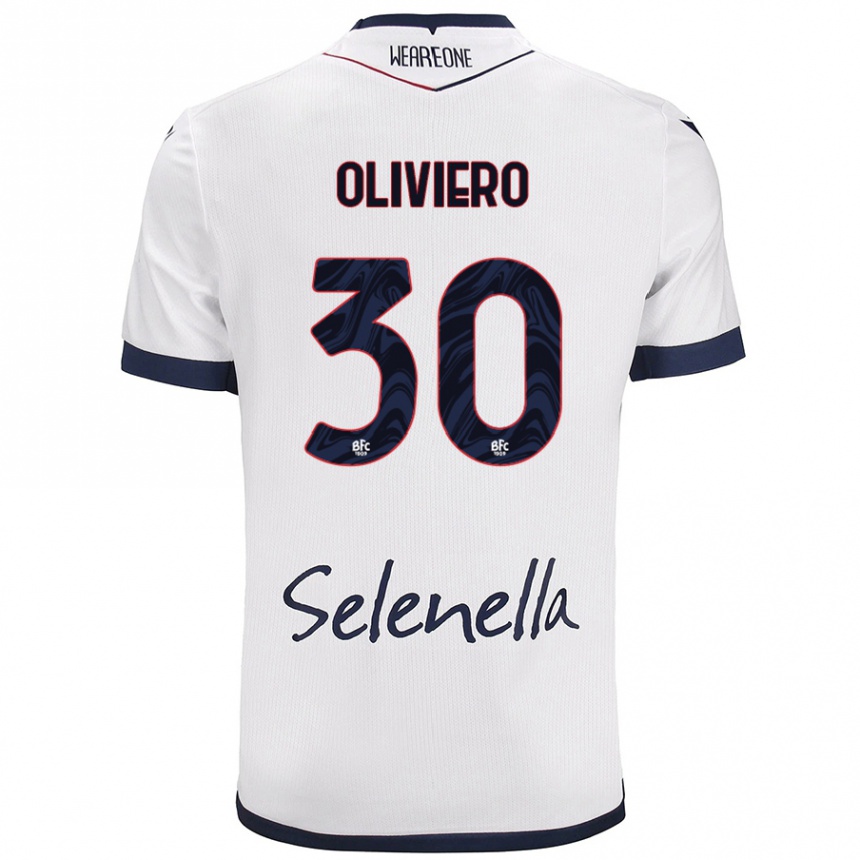 Men Football Andrea Oliviero #30 White Royal Blue Away Jersey 2024/25 T-Shirt Nz