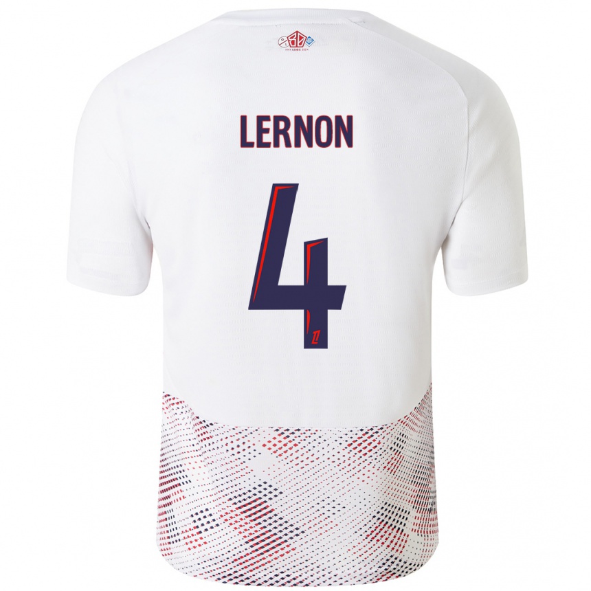 Men Football Jessica Lernon #4 White Royal Blue Away Jersey 2024/25 T-Shirt Nz