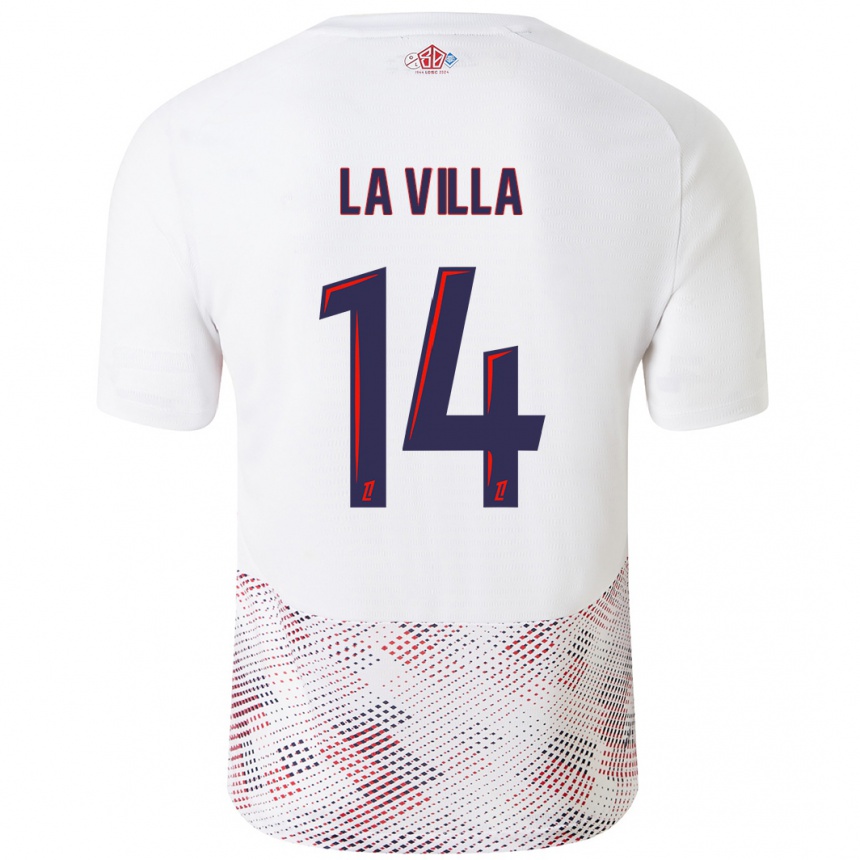 Men Football Caroline La Villa #14 White Royal Blue Away Jersey 2024/25 T-Shirt Nz