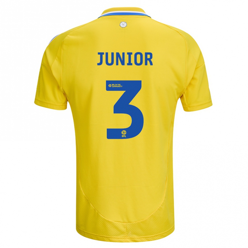 Men Football Junior Firpo #3 Yellow Blue Away Jersey 2024/25 T-Shirt Nz